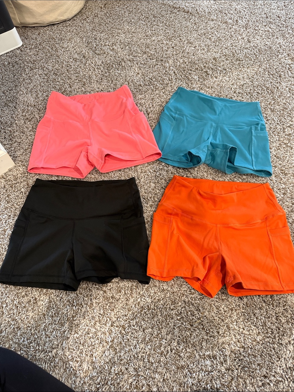 Women’s Biker Shorts Shorts — Pink, Teal, Black, Orange Size Small 4 Pack